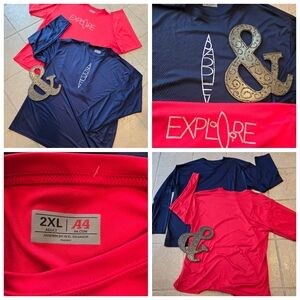 Lot 2 Knit Pullover Shirts Mens 2XL Outdoorsy Surfer Red & Blue A4.com